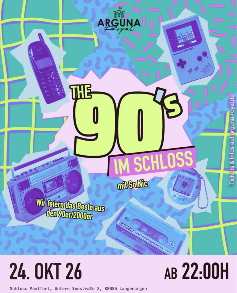 Flyer: THE 90’S IM SCHLOSS – Schloss Montfort Langenargen