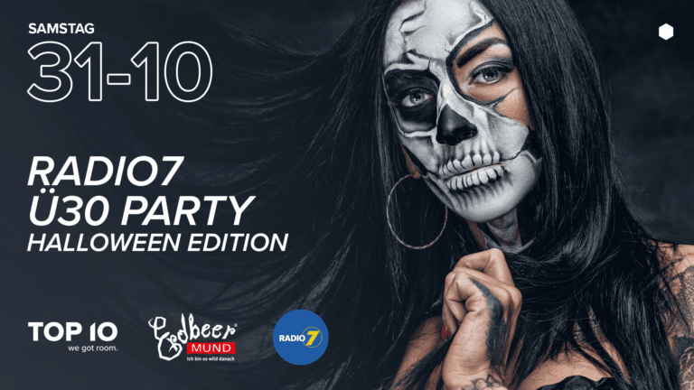 Flyer: Radio7 Ü30 Party Halloween Edition! – Top10 Singen