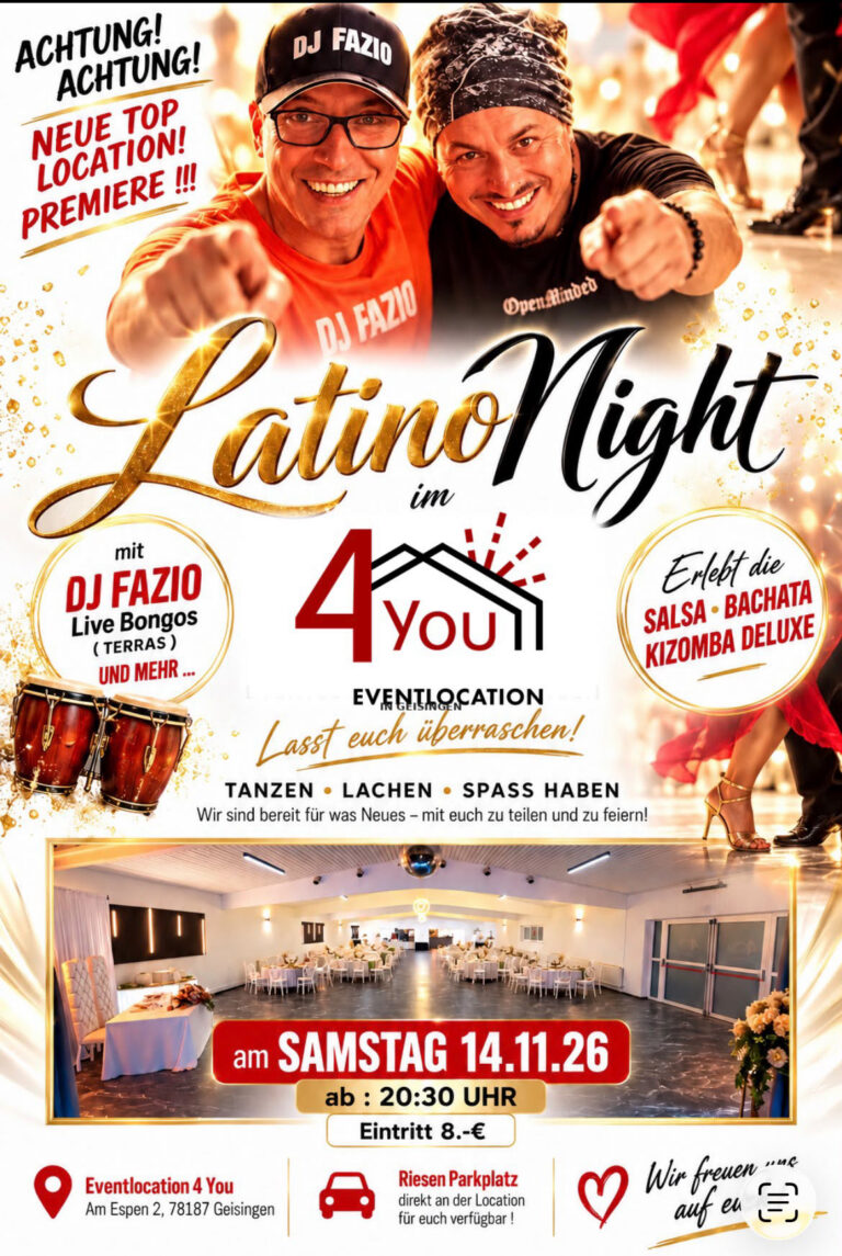 Flyer: Latino Night – Eventlocation 4 You Geisingen