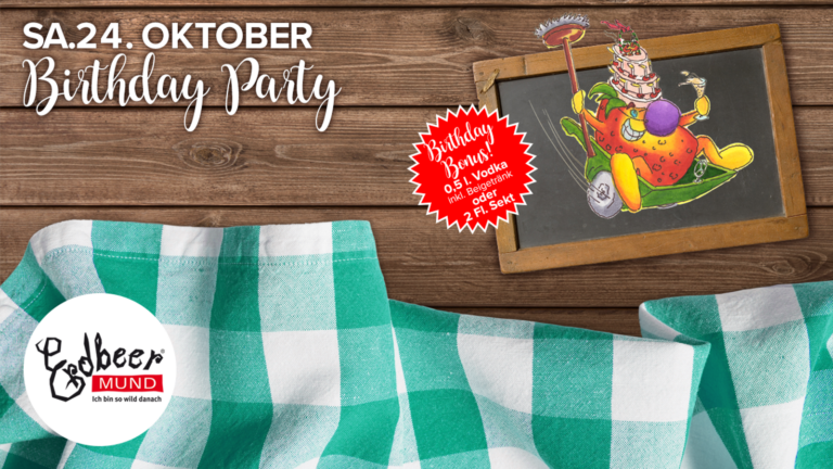 Flyer: Birthday Party – Erdbeermund Singen