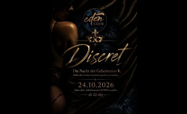 Flyer: DISCRET – Die Nacht der Geheimnisse – Eden Club St. Gallen