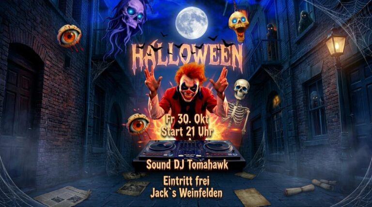 Flyer: Halloween – Jack’s Duffys Weinfelden
