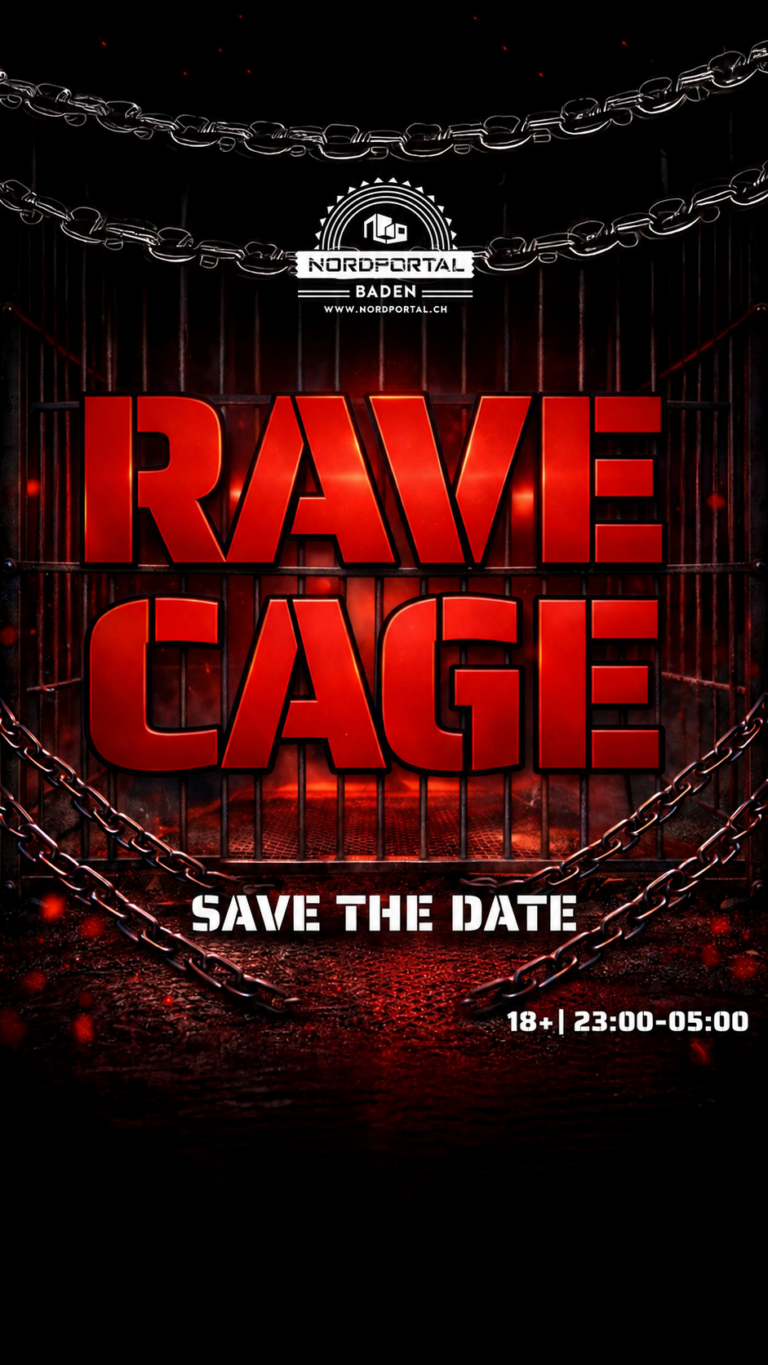 Flyer: RAVE CAGE – Nordportal Baden