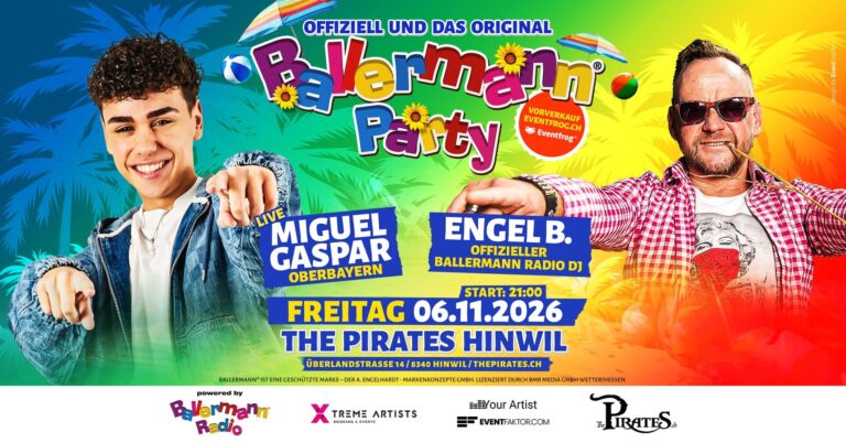 Flyer: Ballermann Party – mit Miguel Gaspar & Engel B. – The Pirates Hinwil